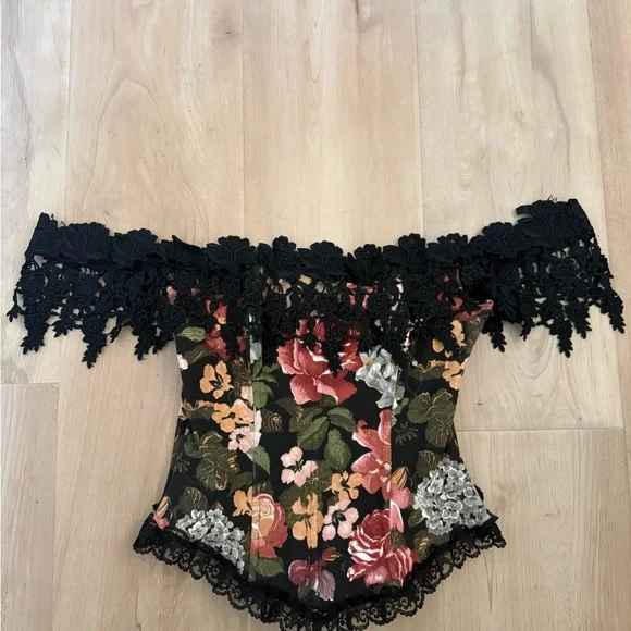 Florencia Fiume VNTG 90's Floral and lace Corset Top - Picture 2 of 12